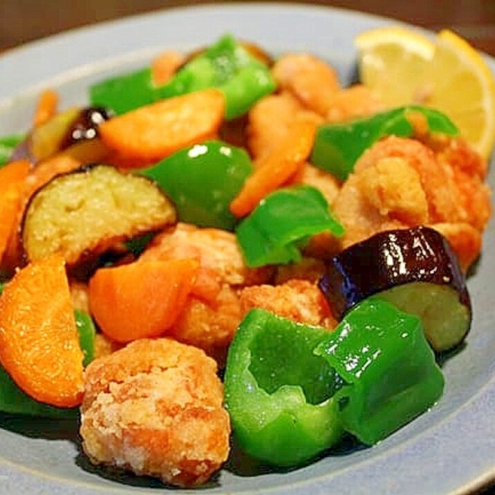 鶏のカレー揚げと揚げ野菜